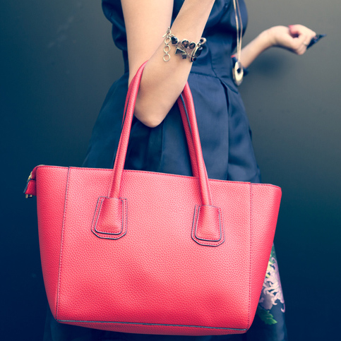 Fashionable beautiful big red handbag